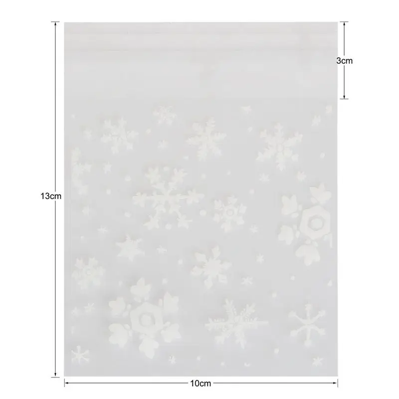 100 Pcs Sachets Pouches White Snowflake Packaging Bag For Cookies Biscuits Christmas Candies