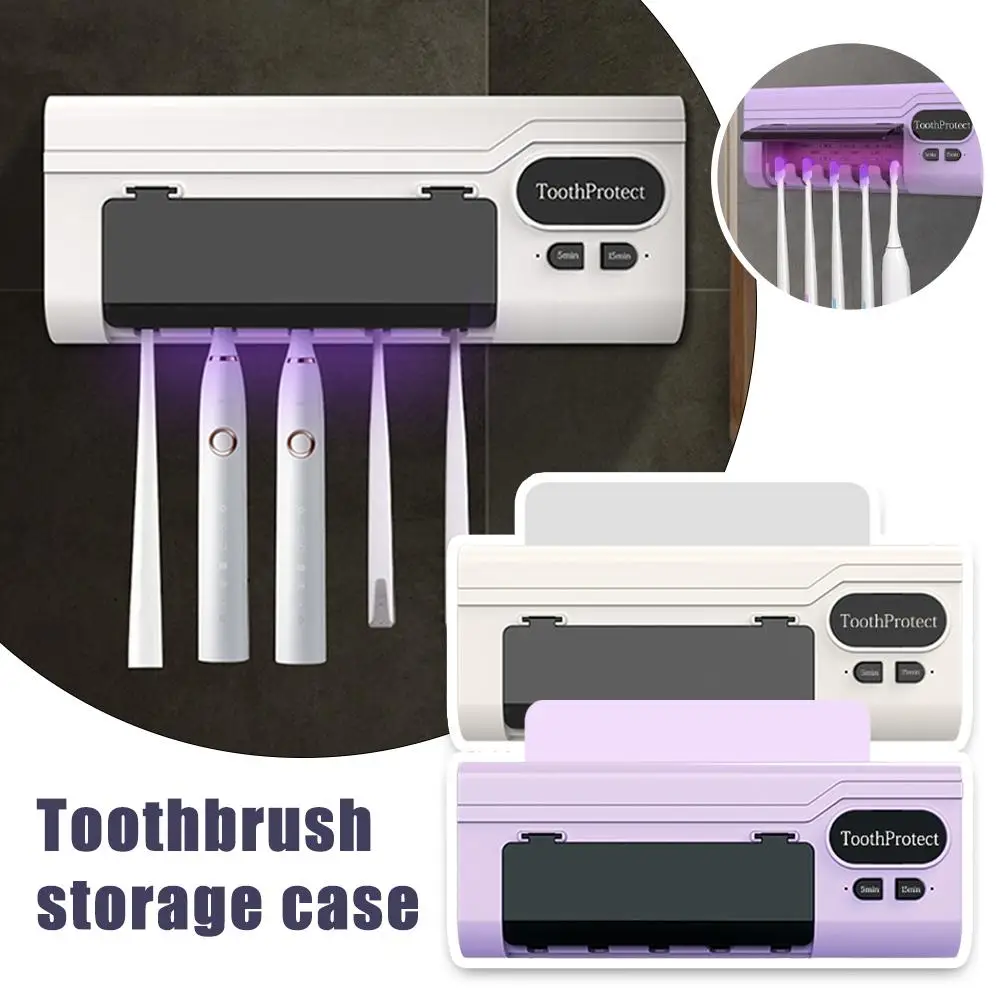 

Smart Punch-free Storage Box Wall-mounted Wireless Cleaning Disinfection Wall Toothbrush Bathroom Charging Hanging Storage U8S9