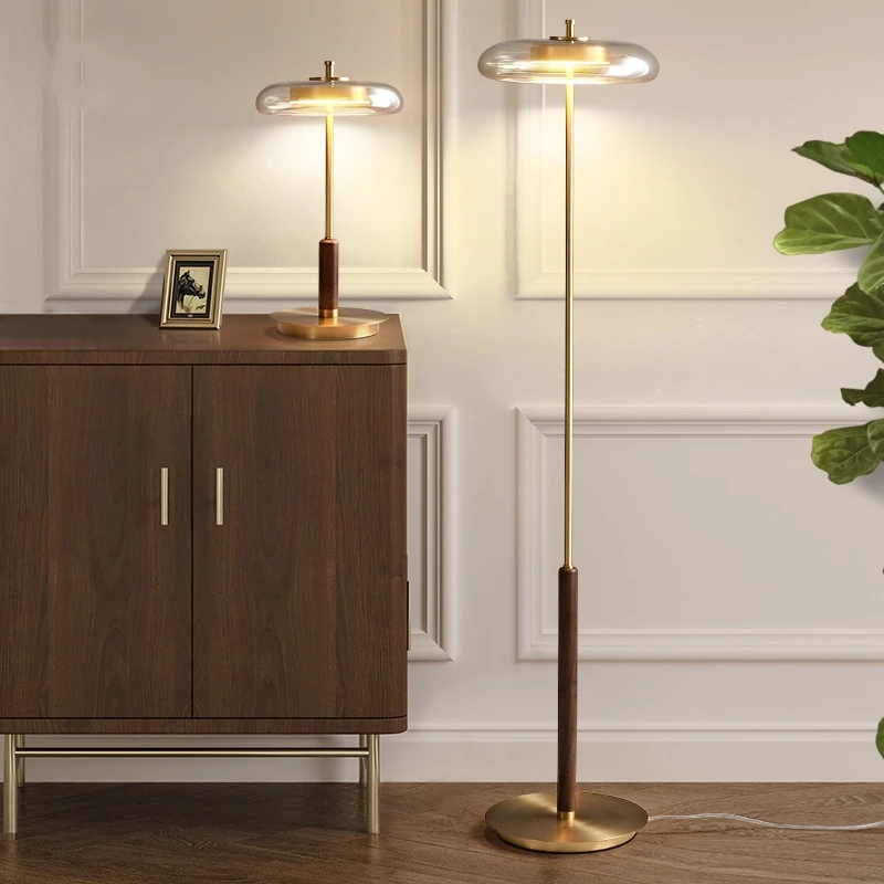 Luxury Gold Lustre Glass Floor light Retro Glass Floor Lamp for Living Room Bedroom bedside Mushroom Metal Art Design Table lamp