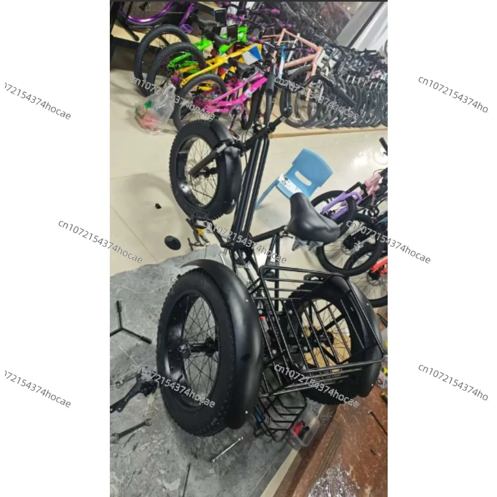 24Inch Fat Tire 750W 15AH Removable Battery 3 Wheel Adult Electric Tricycle Cargo Mountain E-Bike