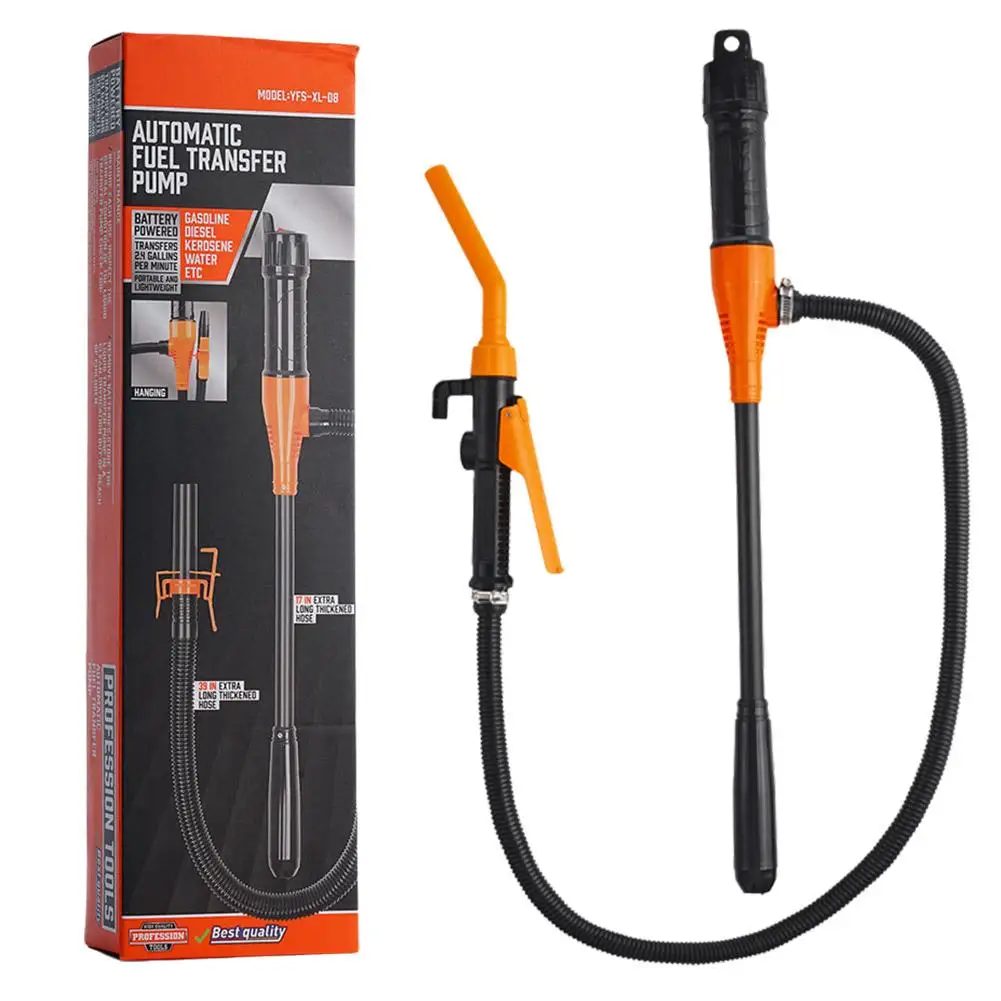 Liquid Transfer Pump Battery Powered Fuel Transfer Pump With Flow Control Nozzle 2.4 Gallons Per Min Portable Transfer Pump