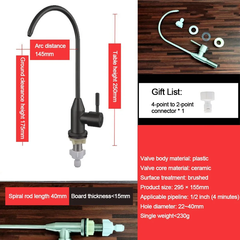 

Stainless Steel Water Filter Faucet Single Cold Quick Connector Kitchen Taps Easy Installation Drinking Water Faucet