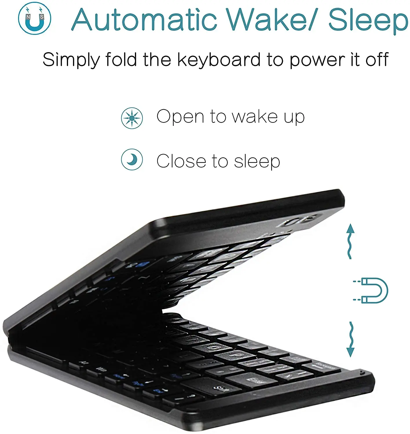 Portable Mini Foldable Bluetooth Keyboard, Rechargeable Wireless Keyboard, Suitable for MAC/iOS/PC, Tablet, Laptop