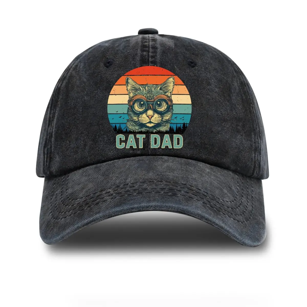 Cat Dad Adjustable Washed Cotton Baseball Cap Funny Hat Outdoor Accessories For Grandpa Dad Retirement Birthday For Father