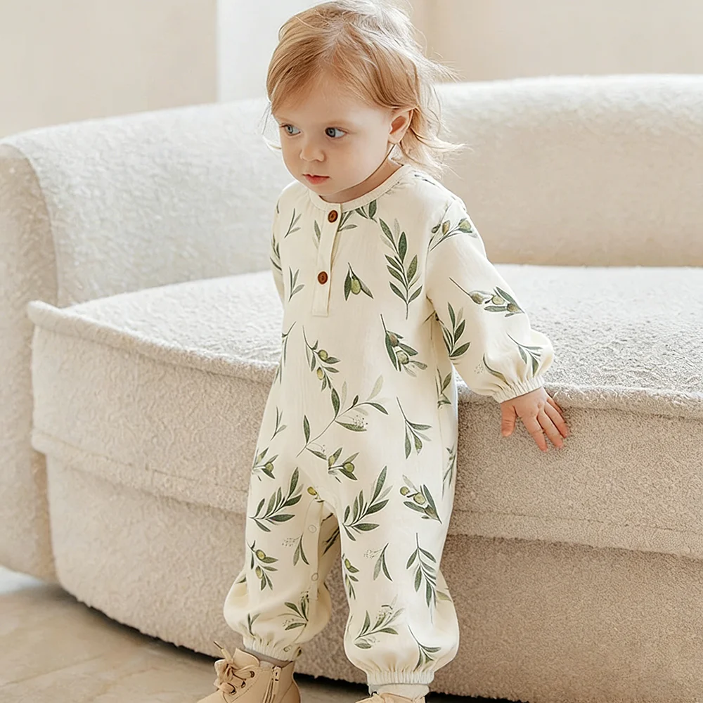 Spring Summer Baby Boy Girl Clothes Organic Cotton Printed Infant Rompers 1-24Months Newborn Jumpsuits