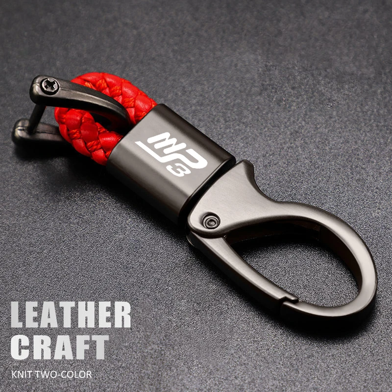 For Piaggio MP3 250 300 500 MP3300 MP3500 HPE Sport Scooter 2022 2023 New Motorcycle Hand Woven Leather Keychain Metal Keyring