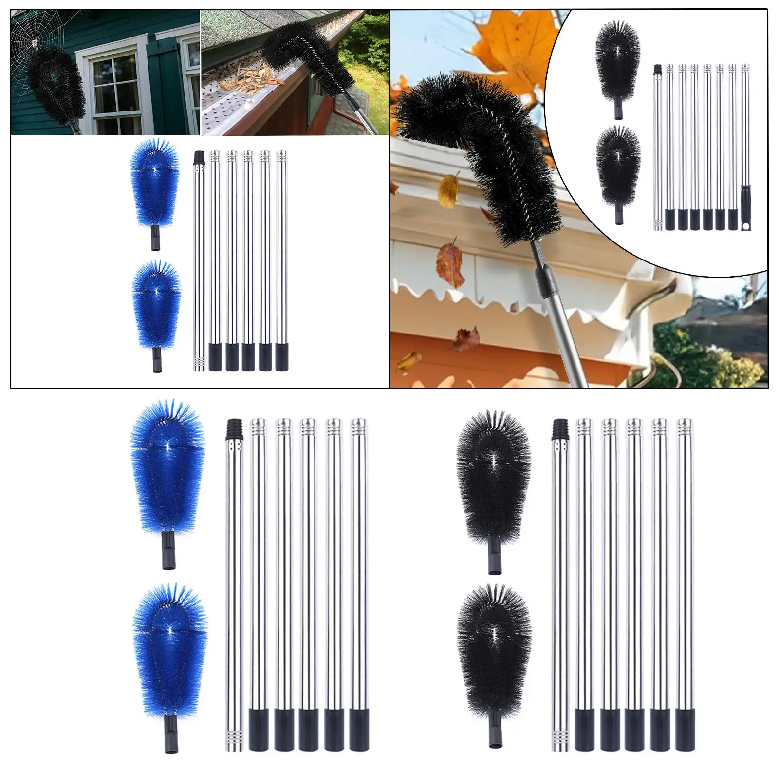 Cleaning Tools Stainless Steel Rain Gutter Brush Cleaners Adjustable Length for Household Garden Kitchen Living Room Bedroom