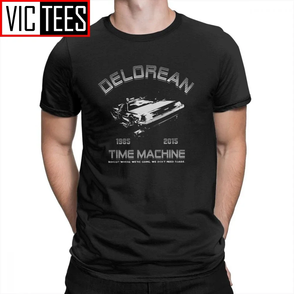 Back To The Future Delorean In Flight Men T Shirts Novelty Cotton Short Sleeve Tees O Neck T-Shirt Clothes