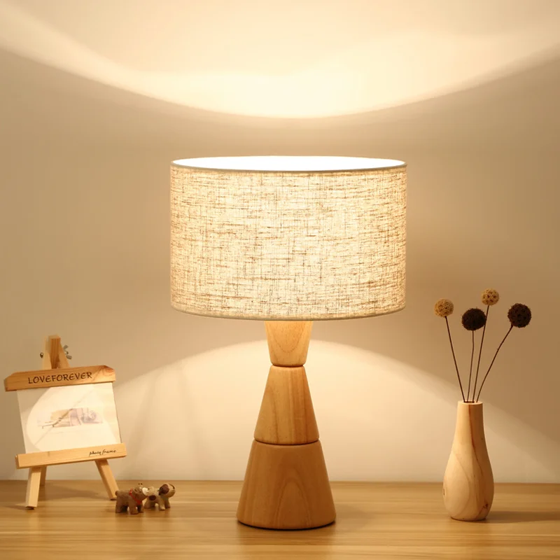 

Modern Wooden Table Lamp With Fabric Lampshade For Bedroom Bedside lamparas de mesa Book Lamps Deco Luminaria Reading Lighting