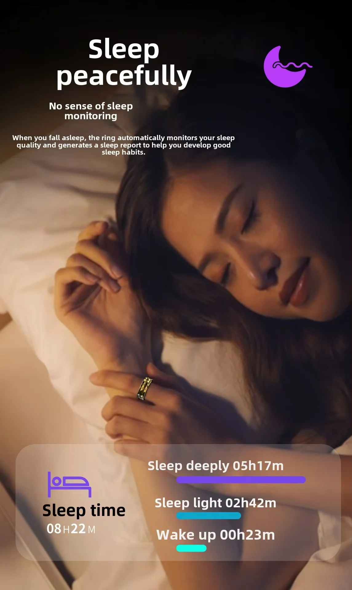 Fashion Smart Ring for  Heart Rate Sleep Oxygen and  Pressure Suitable for Outdoor Travel