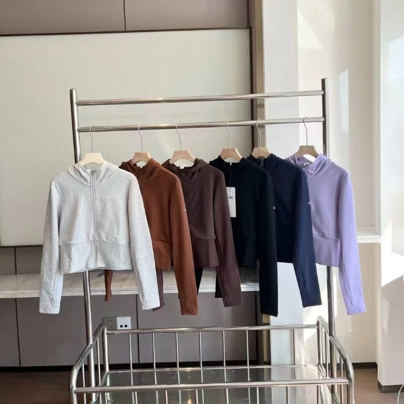 Women's Spring and Autumn New Fashion Short Zip Hooded Sweatshirt Solid Color Loose Casual Street Style Women's Hooded Jacket