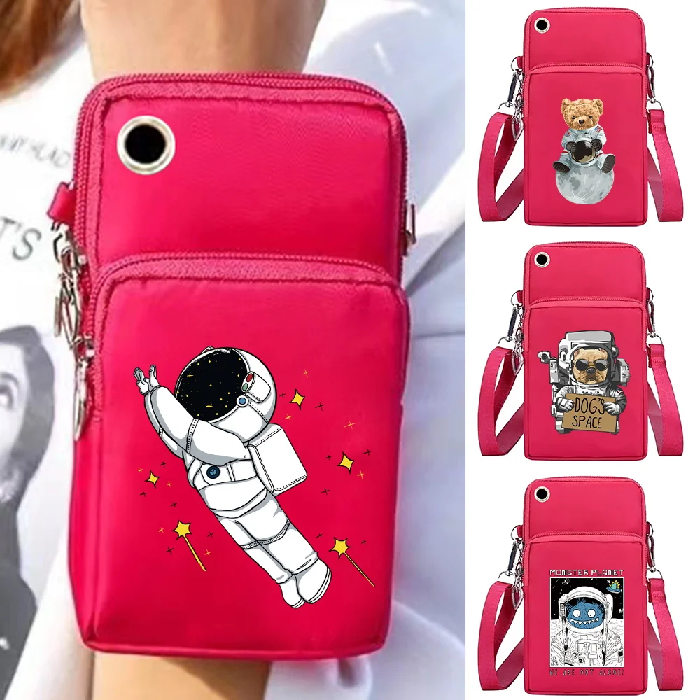 

Ladies Crossbody Bags Wrist Pack Shoulder Messenger Bag Clutch Universal Mobile Phone Bag Purse Arm Bags Wallet Astronaut Series