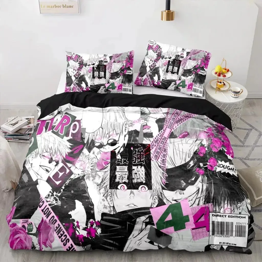 Jujutsu Kaisen Bedding Set Single Twin Full Queen King Size Anime Bed Set Aldult Kawaii Kid Bedroom Duvetcover Sets 3D Print 044