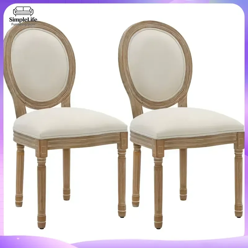 Cadeira de Jantar Estilo Francês Vintage Louis com Estrutura de Madeira Sólida e Almofada Espessa, Ergonômica para Casa, Escritório, Cozinha e Cantinh