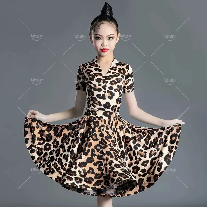 Children's Latin Dance Professional Competition Clothing Girl's Big Swing Dress New Children's Latin Training