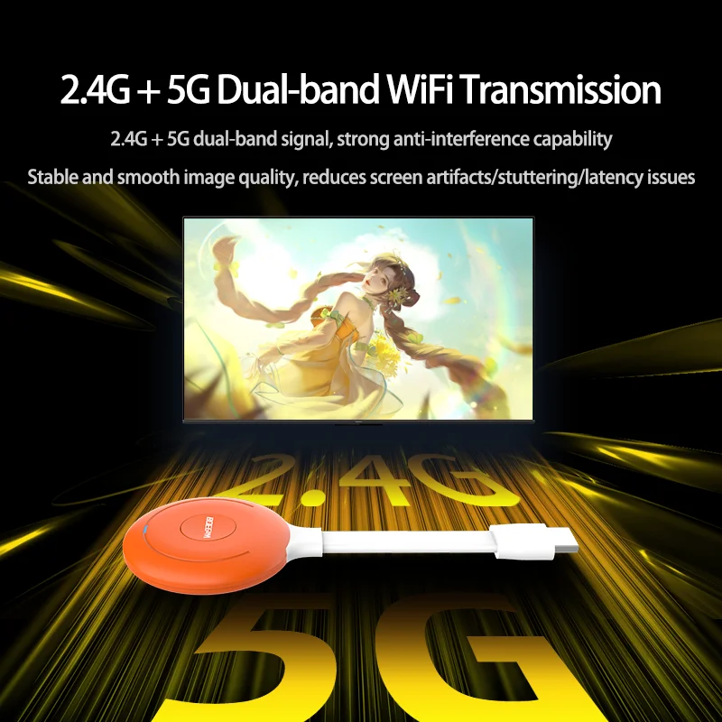 Wireless Display Dongle 1080P WiFi Screen Sharing Adapter for Mobile, Tablet, PC to TV