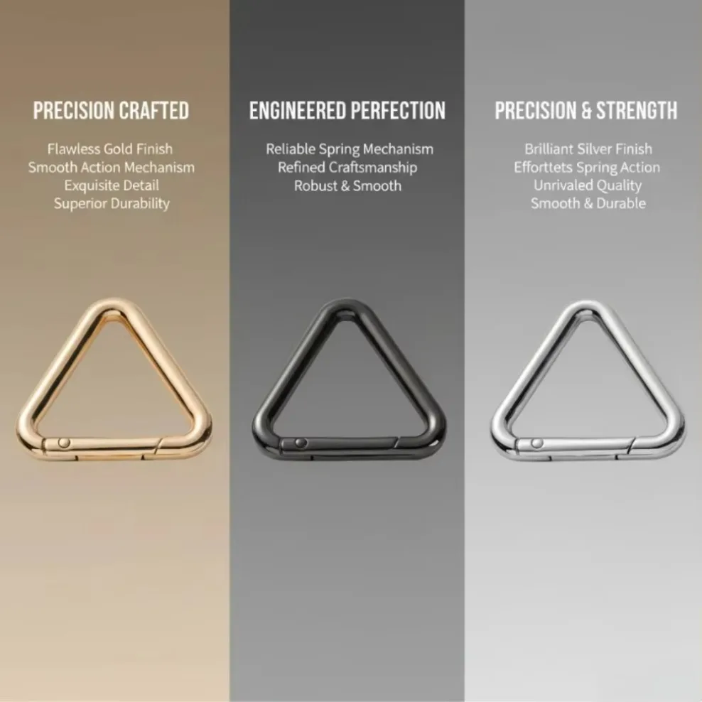 5pcs Zinc alloy Triangles Rings Spring Clasp Buckle Keychain Connector Carabiner For DIY Bag Keys Jewellery Making Accessories