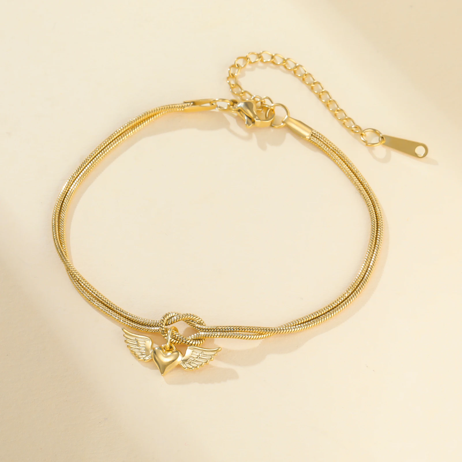 Kkjoy Schlangenkette Knoten Herz Blumen Armband Edelstahl Zierlicher Ins-Stil Niedlicher Schmuck Valentinstag Geschenk für Frauen Mädchen – Detail 6