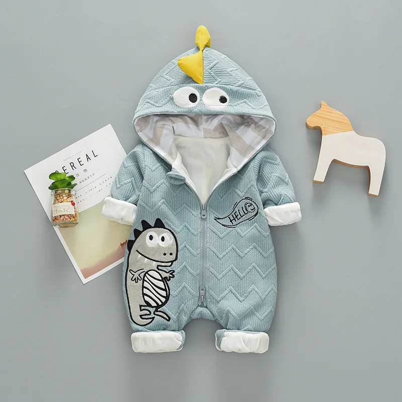 Pagliaccetto neonato con cappuccio Cartoon dinosauri Kid tuta Goys vestiti manica lunga pagliaccetti per bambini tuta da bambino tuta