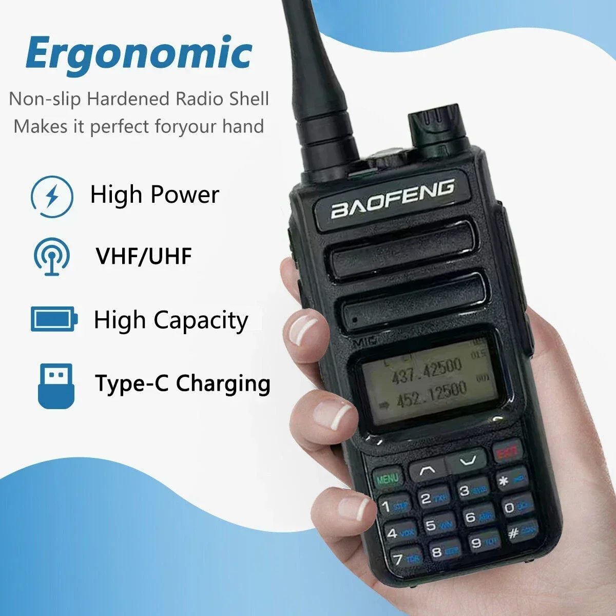 BAOFENG Official Store TH-15S 999 Channal 5Watt Handheld Walkie Talkie, NOAA Tri Band Two Way Radio With Type-C And AM