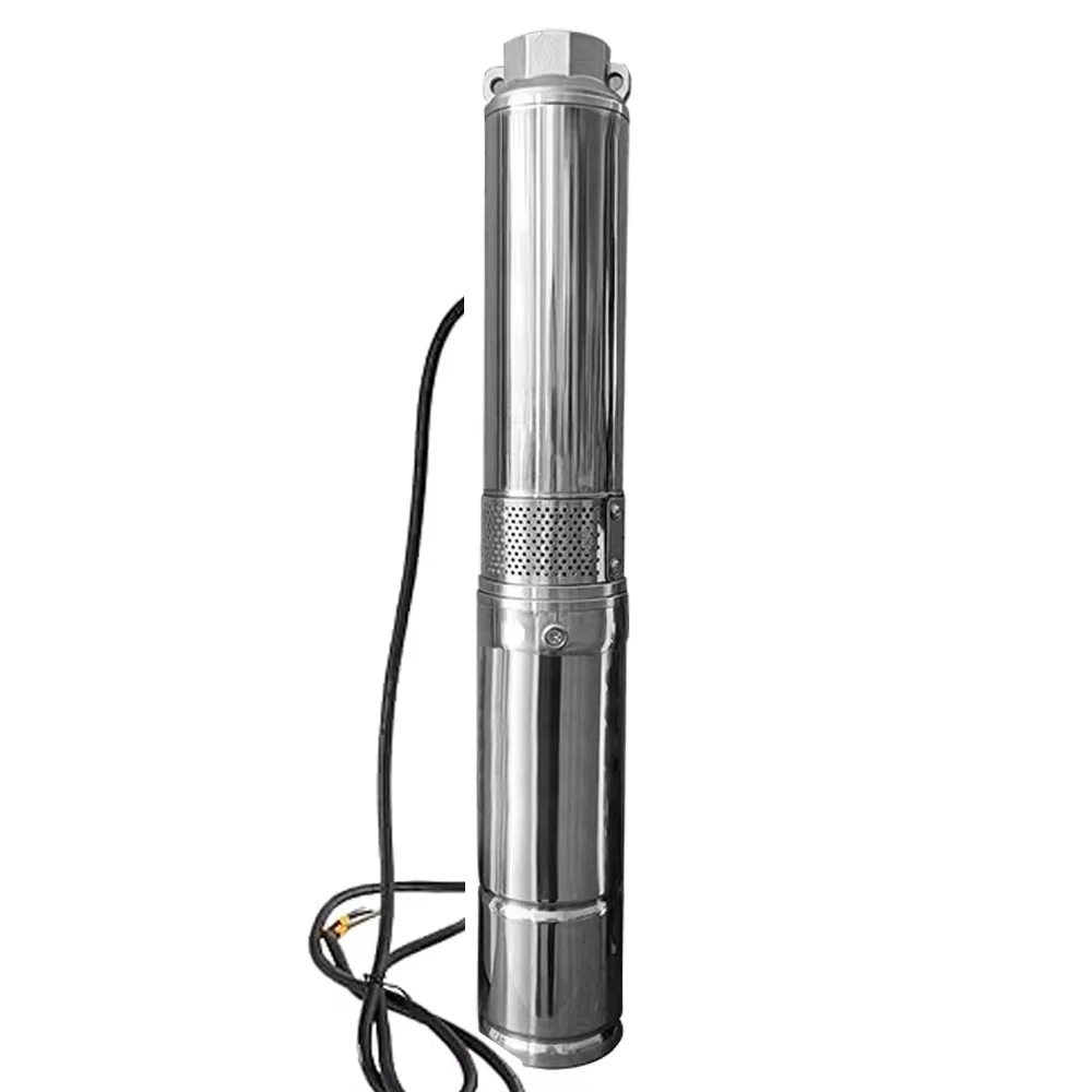 3 PS DCAC/Hybrid-Solar-Tiefbrunnenpumpe, maximale Förderhöhe 140 m Durchflussrate, max. 8000 l pro Stunde, Solar-Tauchbohrungsbrunnen-AC/DC-Pumpe