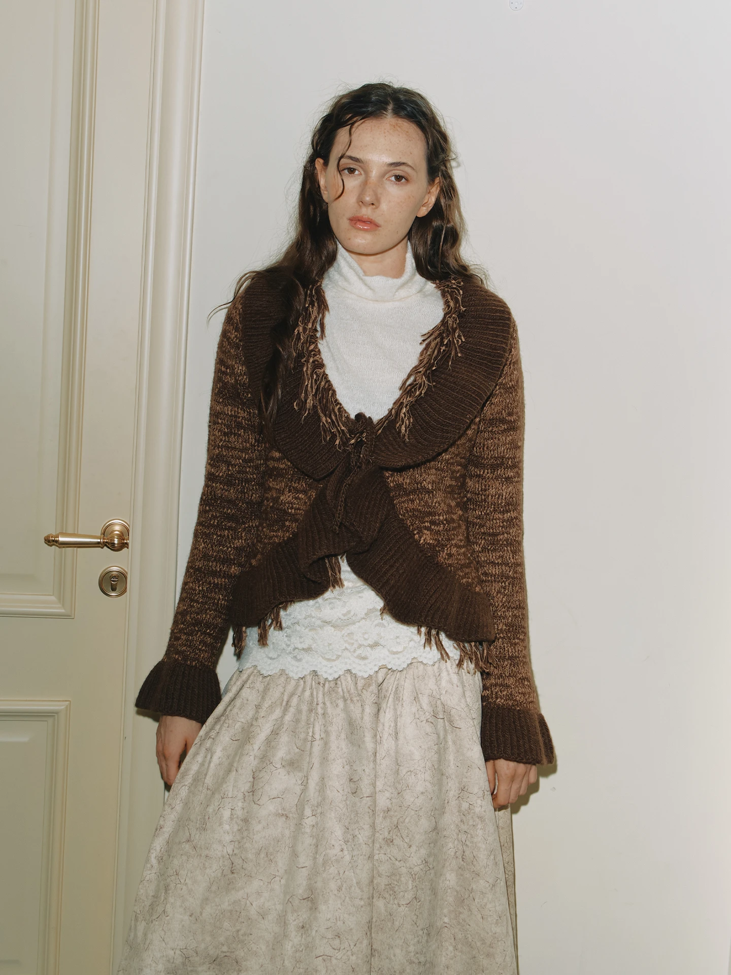 

Retro Tassel ort Knitted Jaet Women's Slim Fit Warmth Outerwear Autumn Winter Faion Ladies' Open Cardigan Sle