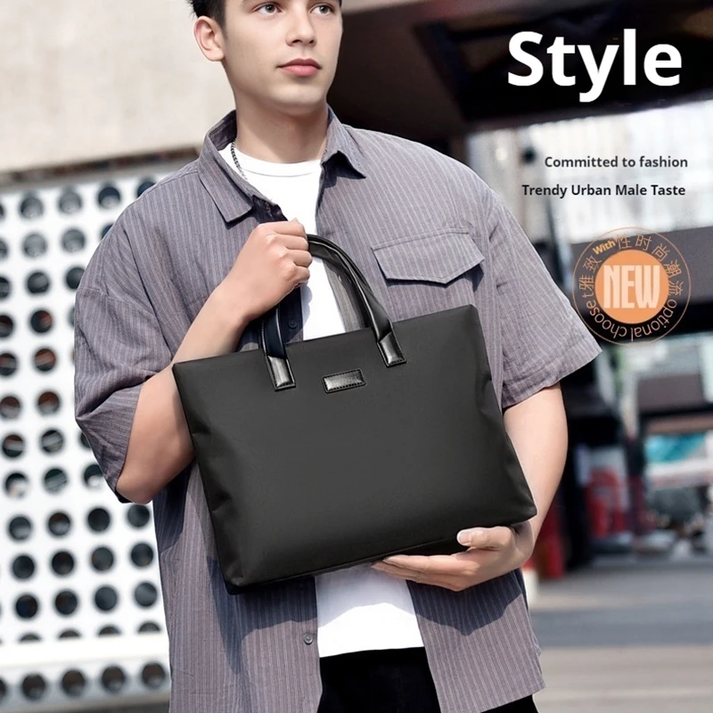 

Computer bag, men's portable waterproof file bag, simple and large capacity business commuting multifunctional storage briefcase