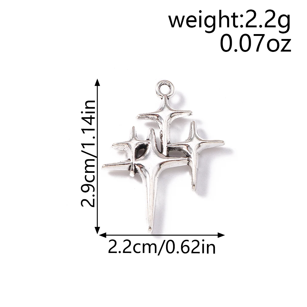 Leslie 10 Stück/Lot Legierung Antik-Silberfarben Polaris-Stern-Anhänger für Armbänder Halsketten DIY Handgemachtes Schmuckzubehör – Detail 3