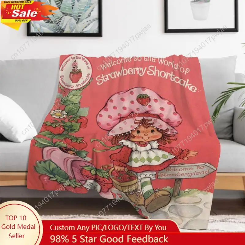 

Soft Funny Throw Blanket S-Strawberry Pink Shortcake Throw Camping Chair Picnic Blanket Fluffy Plaid Custom blankets