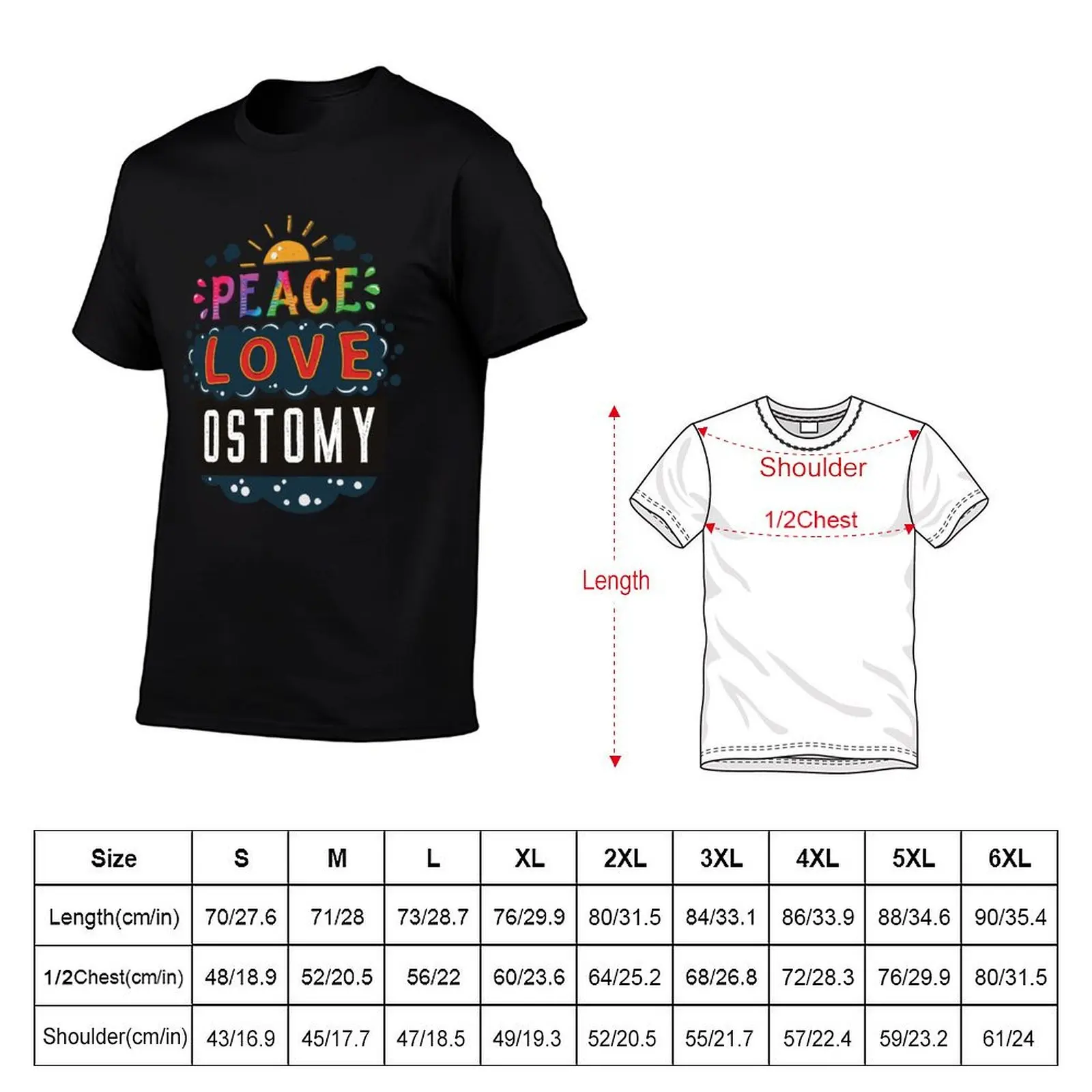 Doctor/Nurse Gift - Peace Love Ostomy T-Shirt Short sleeve tee oversized clothes for men