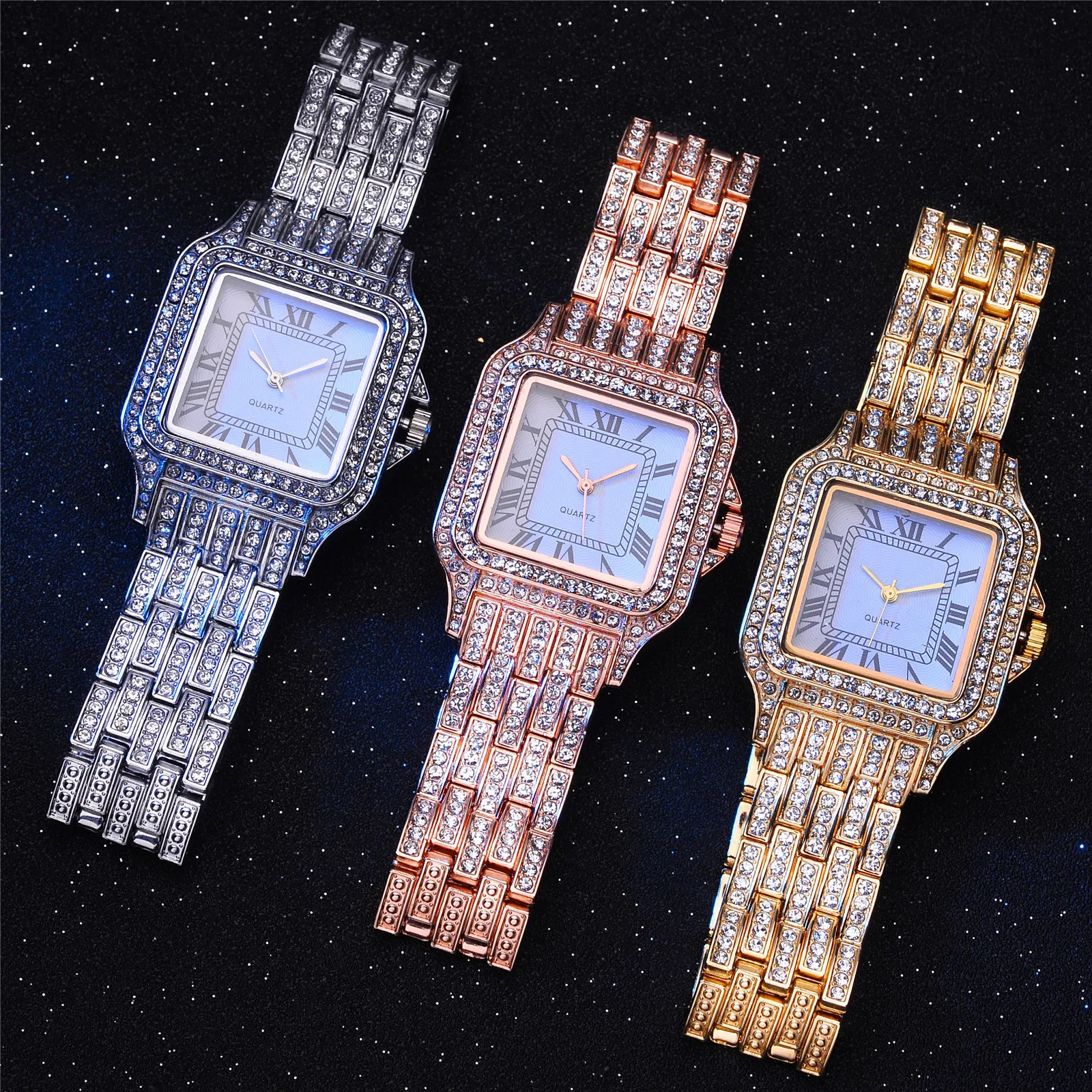 Reloj de pulsera de lujo para mujer, relojes de oro ostentoso, reloj Simple de cuarzo, regalos de moda