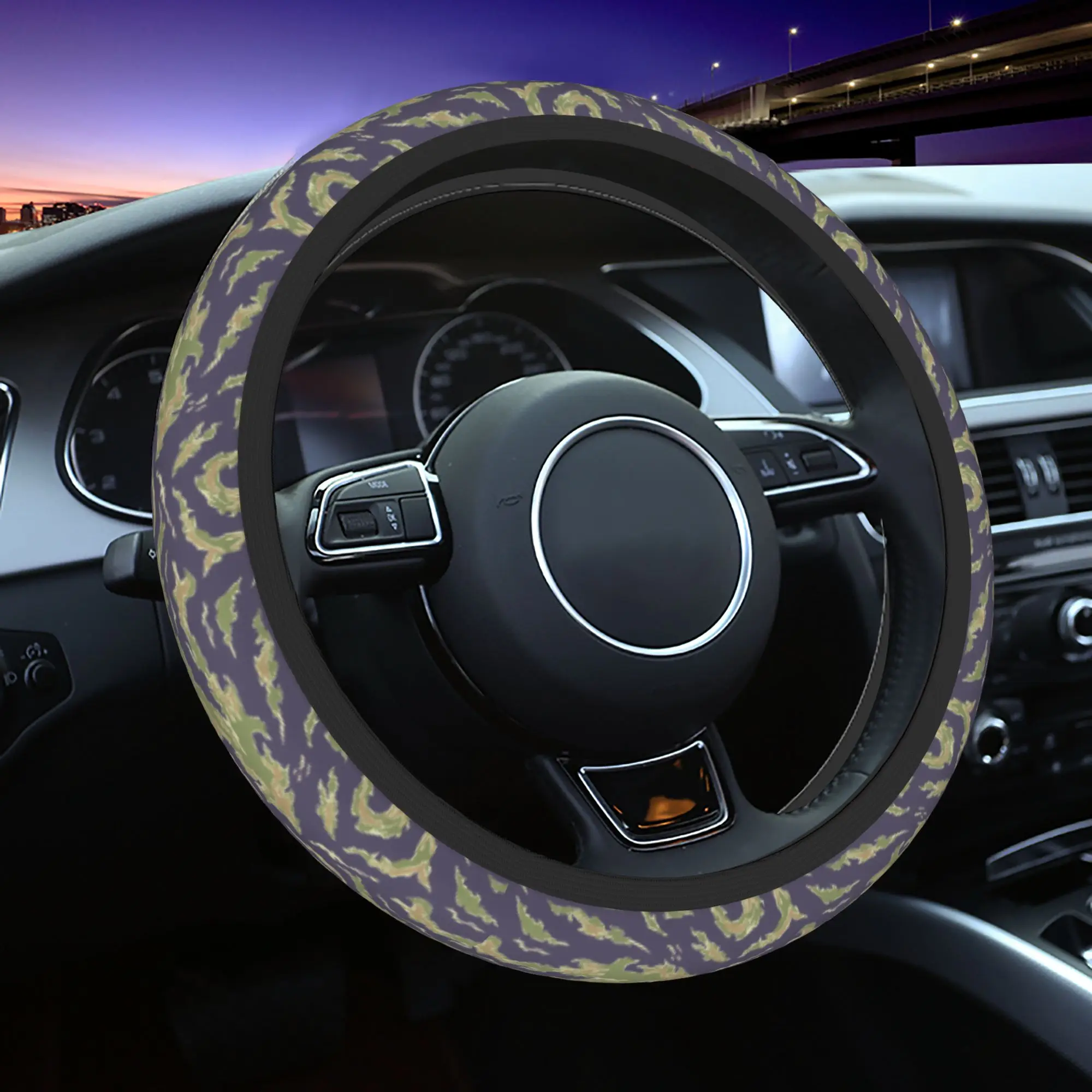 Camo Camouflage Car Steering Wheel Cover 38cm Anti-slip  Auto Steering Wheel Protector Elastische Steering-Wheel Accessories