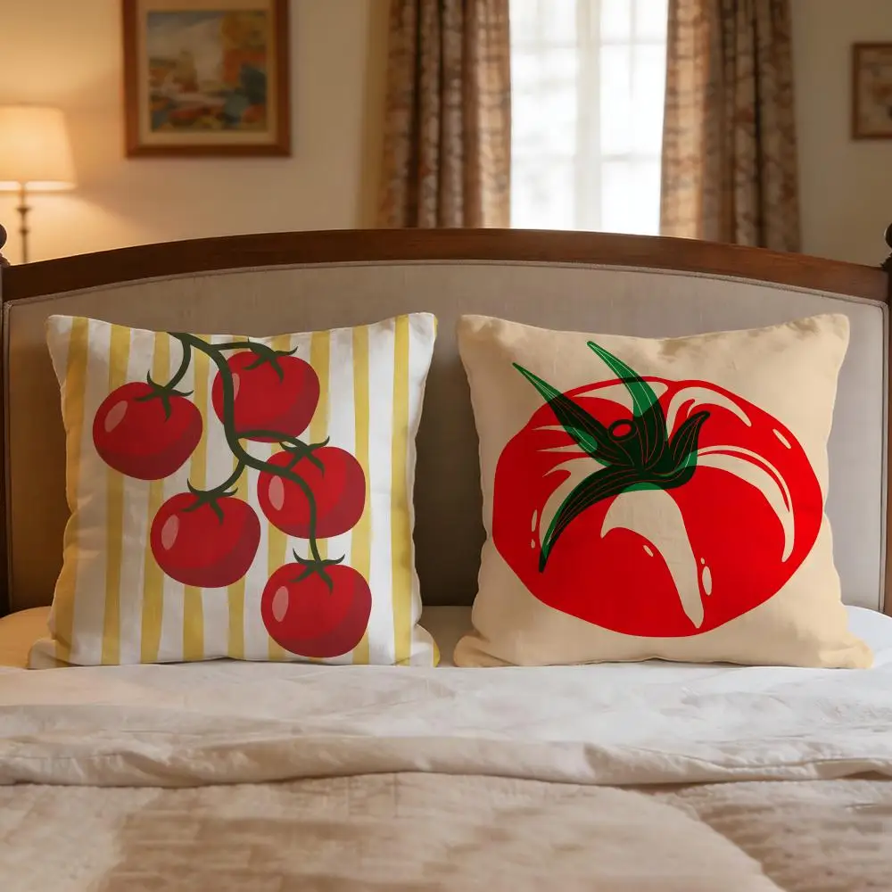 Pattern Tomato print Cushion Cover 4Pcs Decorative Covers Soft Cushion Case for Sofa Couch Decor 40x40 45x45 Pillowcases