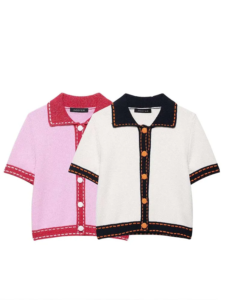 

Chic Elegant Cardigans Women 2025 New Fashion Short Sleeve Sweater Knitted Coat Casual Knitwear Top