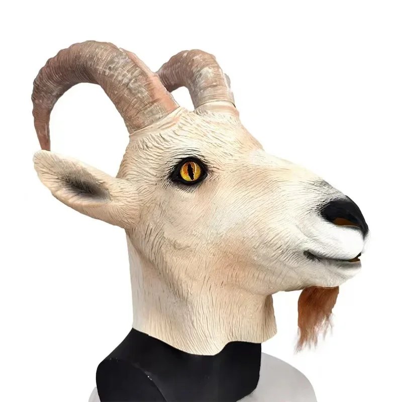 Goat mask-Goat Antelope Animal Head Mask Novelty Halloween Costume Party Latex Animal Mask Full Head for Adults