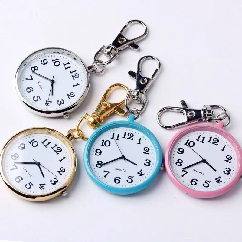 New Tiny Cute Quartz Pocket Watch with Keyring Men Women Quartz Watch for Nurses Doctors Students Minimalist Watches Child Gift