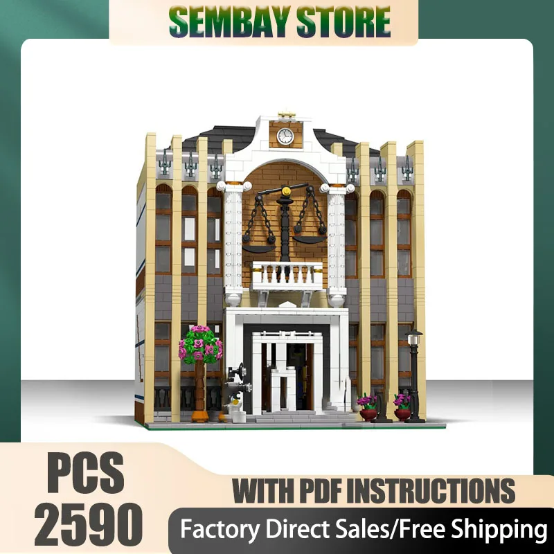 Modello di edificio cittadino Moc Mattoni da costruzione Modello di corte suprema modulare Blocchi tecnologici Regali di costruzione di giocattoli fai da te di Natale