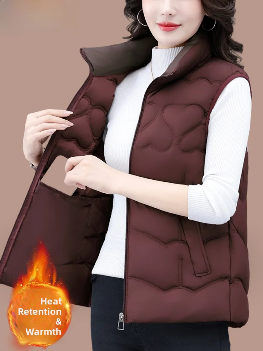 

TUCANO Women's Thiened Cotton Vest Outerwear Loose Fit Warm Winter New Sle 2025 Stand Collar ort Length Zipper Closure