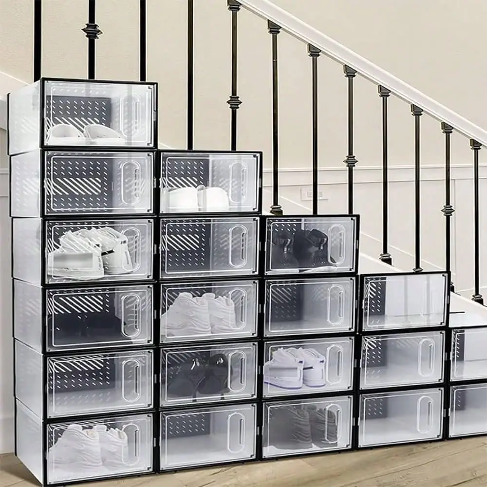 

Thickened Transparent Shoe Boxes With Lid, For Storage Room White Black Home Sorting Box, MoistureResistant Shoe Storage, Custo