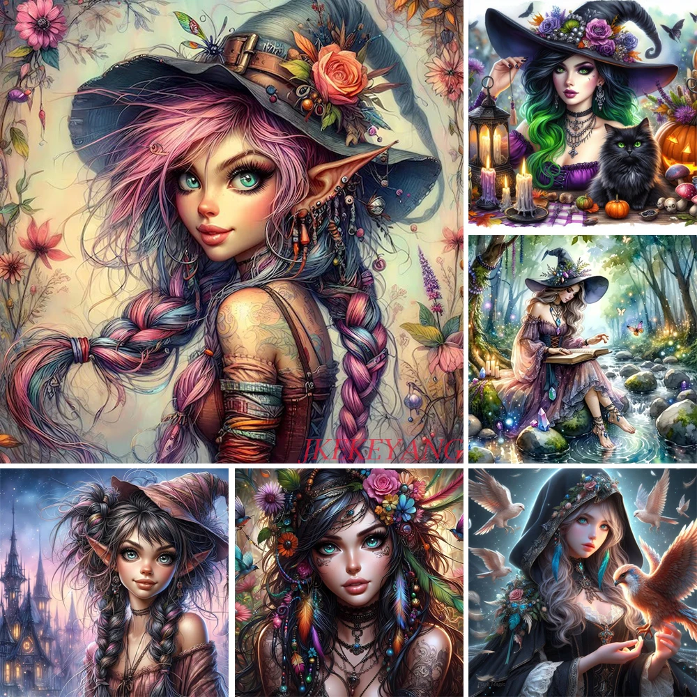 Fantasy Witch Girl Picture Full Square/Round Drill 5D DIY Diamond Painting Diamond Embroidery Cross Stitch Home Decor