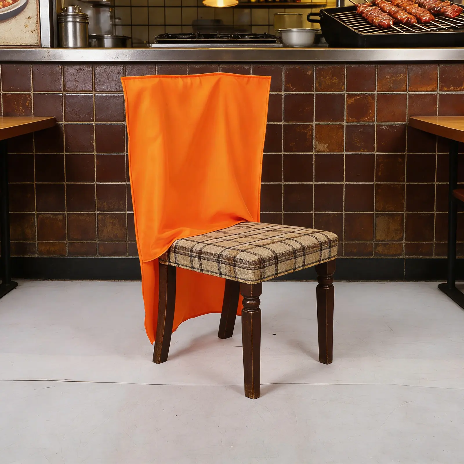 Chair Back Covers for Dining Chairs Orange Anti-Stain Oilproof Anti-Theft Banquet Bbq Hotpot Catering Hotel Restaurant Chair