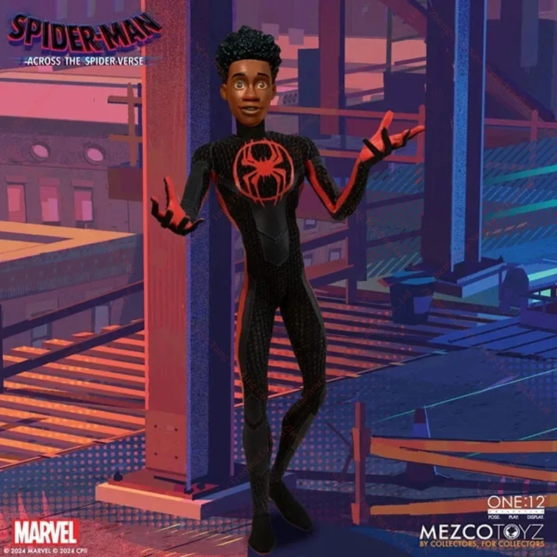 Original MEZCO TOYZ ONE:12 Spider Man Across the Spider-Verse Miles Morales 1/12 PVC Anime Action Figure Sammlung Modell Spielzeug