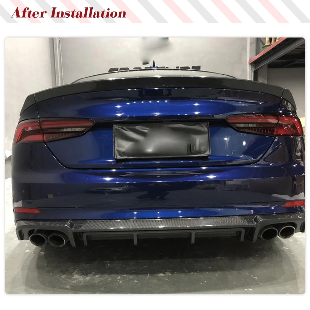 For Audi A5 Sline S5 B9 Sport 2017- 2019 Carbon Fiber Car Rear Racing Spoiler Car Rear Boot Wing Lip Body Kits 3pcs No for Base - view 2