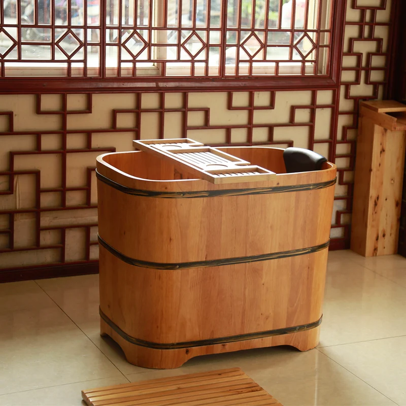 Fine Oak Wooden Barrel Bath Barrel Adult Small Apartment Solid Wood Bath Tub Adult Bath Tub Home Whole Body