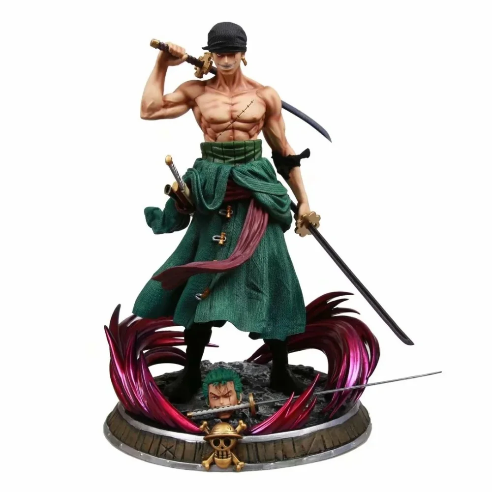 

Anime One Piece Roronoa Zoro Sanjitoryu Dream GK Double Head PVC Action Figure Collectible Model Doll Toy 37CM