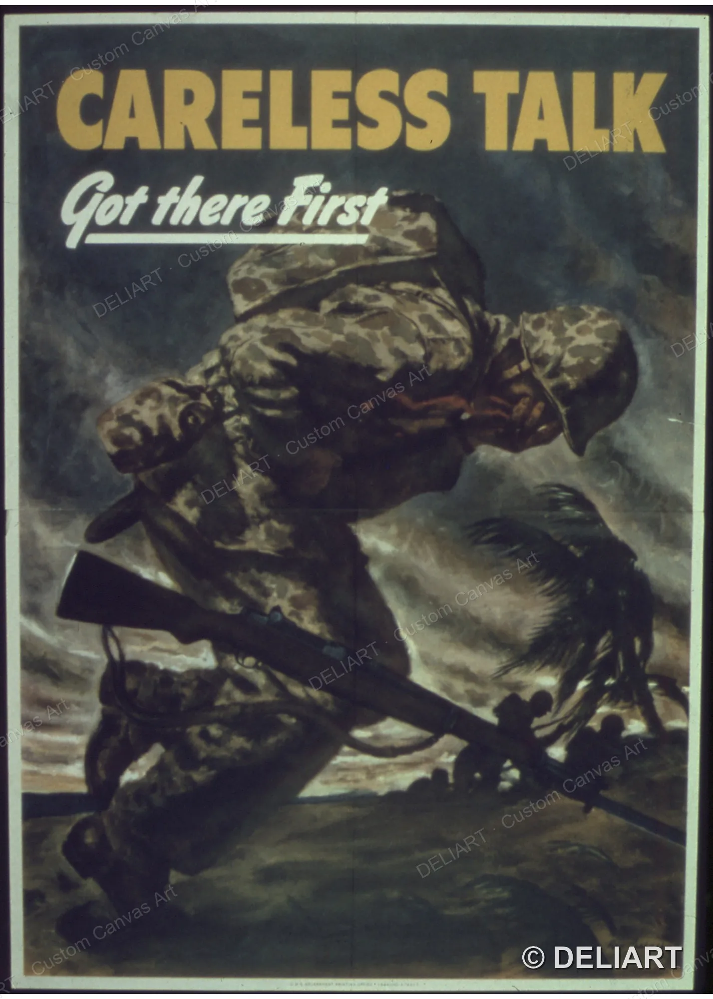 Careless Talk Got There First Vintage WWII Propaganda Canvas Wall Art Poster Print Retro Home Decor Unframed