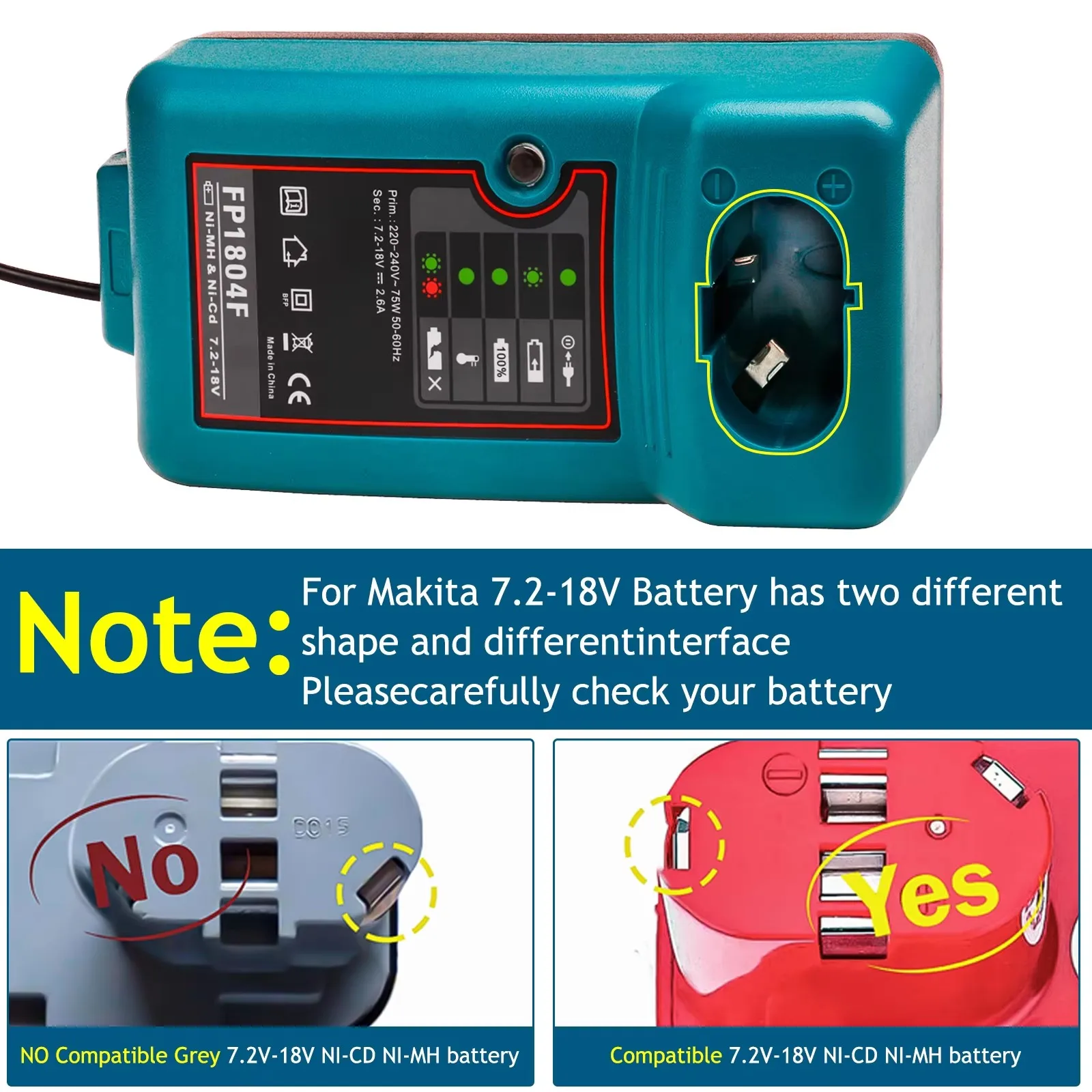 

Replacement NI-MH NI-CD Battery Charger For Makita 7.2V-18V FP1804F DC1804 DC1414T DC1414F 9100A Battery Fast Charger EU/US Plug