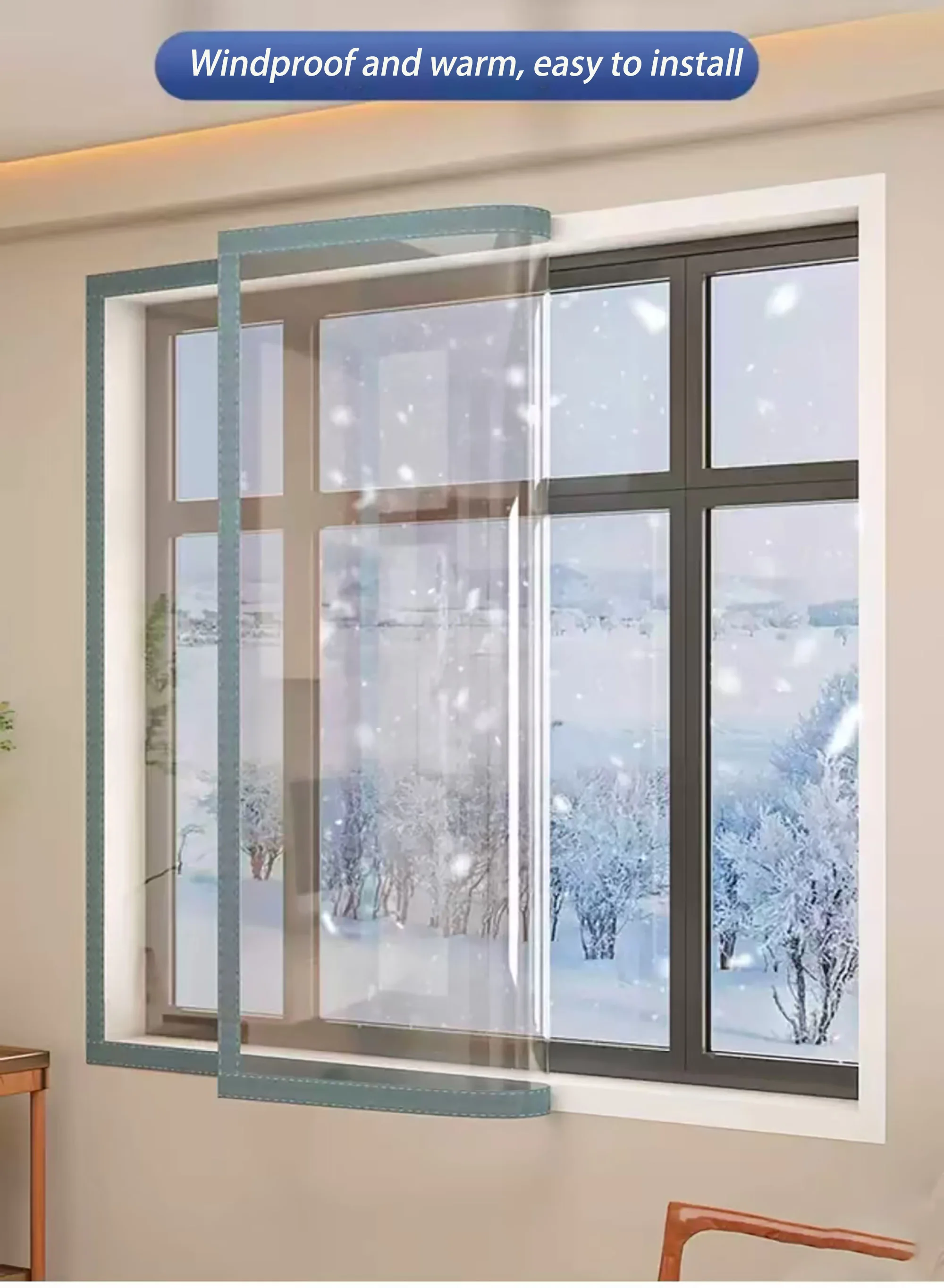 

Winter indoor windproof and warm windows, energy-saving transparent film windows, air conditioning door curtains