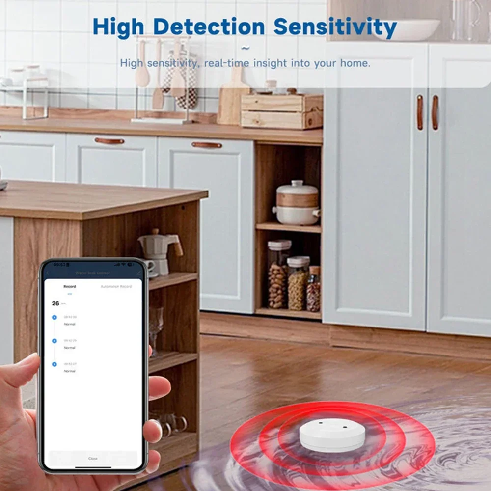 Ewelink  Zigbee Water Leak Sensor ZigBee Water Sensor Flood Water Leakage Alarm Detector App Remote Monitoring Alexa Google Home
