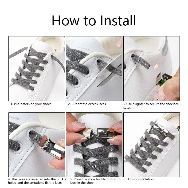 Tali Sepatu Kunci Tekan Tanpa Dasi Lebar 8MM Sepatu Tali Elastis Datar Anak-anak Dewasa Tanpa Dasi Tali Sepatu Aksesori Sepatu